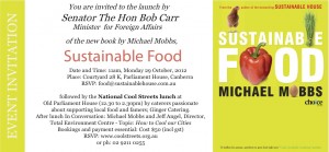 Invite - Canberra launch of Sustainable Food