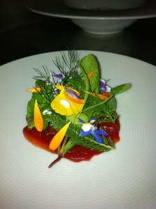 The watermelon Carpaccio with 'weed's - Chippo road garden flowers
